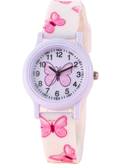 Otroška ročna ura BUTTERFLY BELA